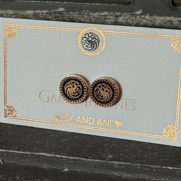 Alex Ani Game of Thrones Targaryen Earrings 925 Sterling 14kt Rose Gold Plated - Picture 1 of 9